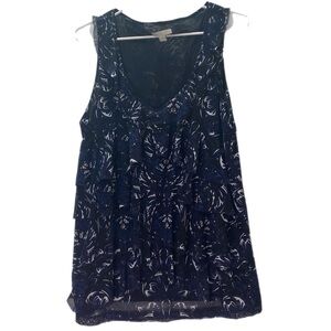 New York & Co Layered Tank Top Women Blue Floral